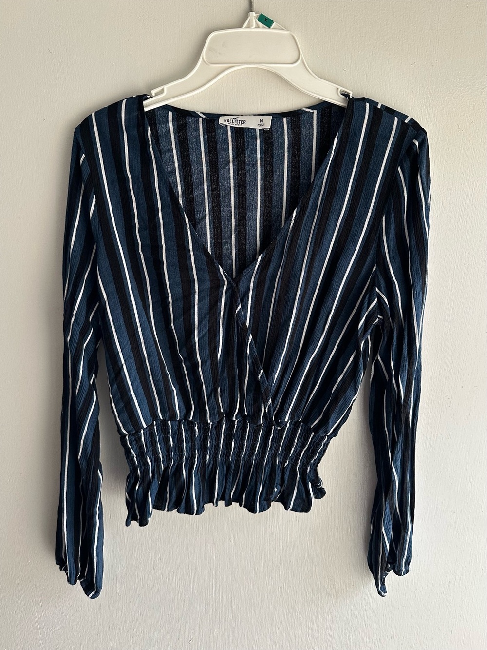 Hollister Striped Wrap Peplum Blouse Size Medium